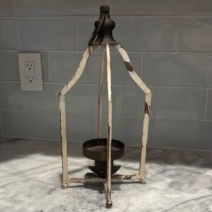 Rustic Cream and Brown Candle Holder
